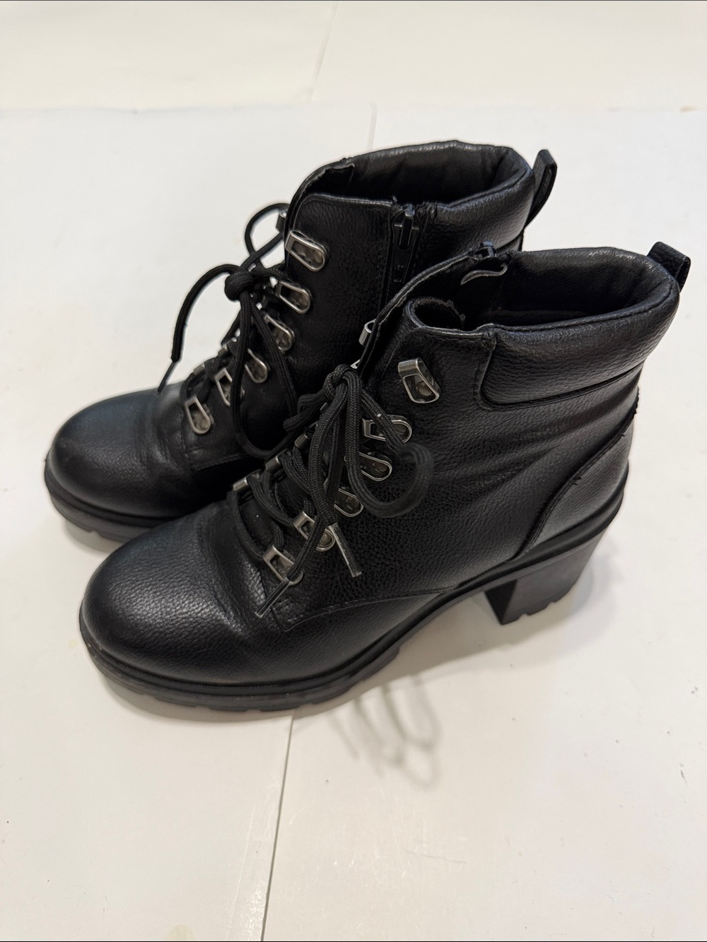 NOBO Black Lace-Up Heeled Ankle Boots